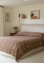 Alice Kantha Quilt in Tan, Indigo and Rose - Twin/Throw and King/Queen Sized