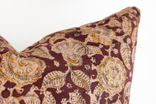 Indian Block Print Pillow - Burnt Rust, Stone, Acorn