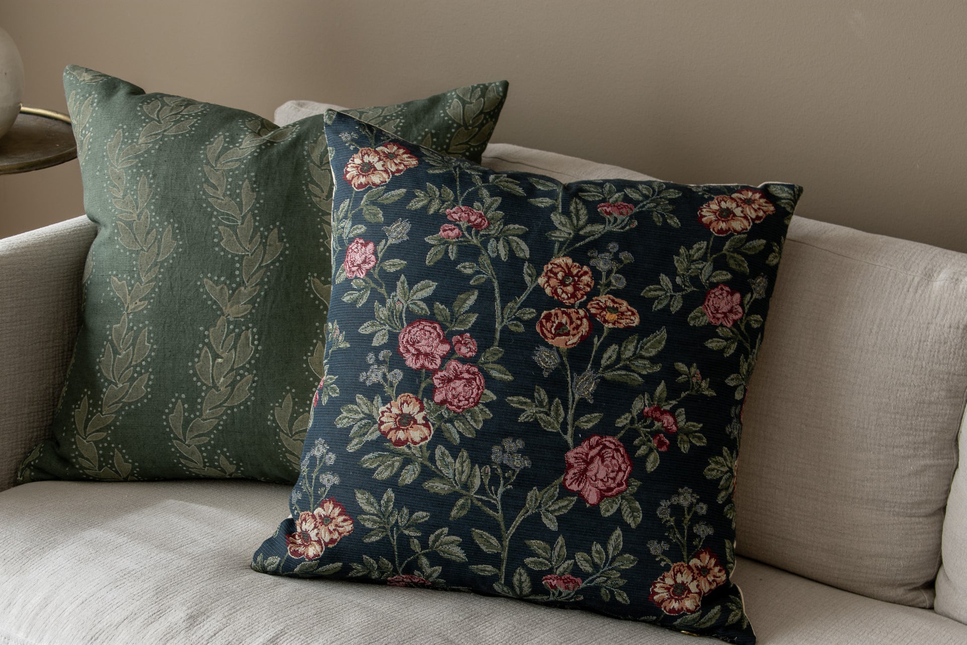 Wellesley Woven Tapestry Floral Pillow Cover - Navy Blue