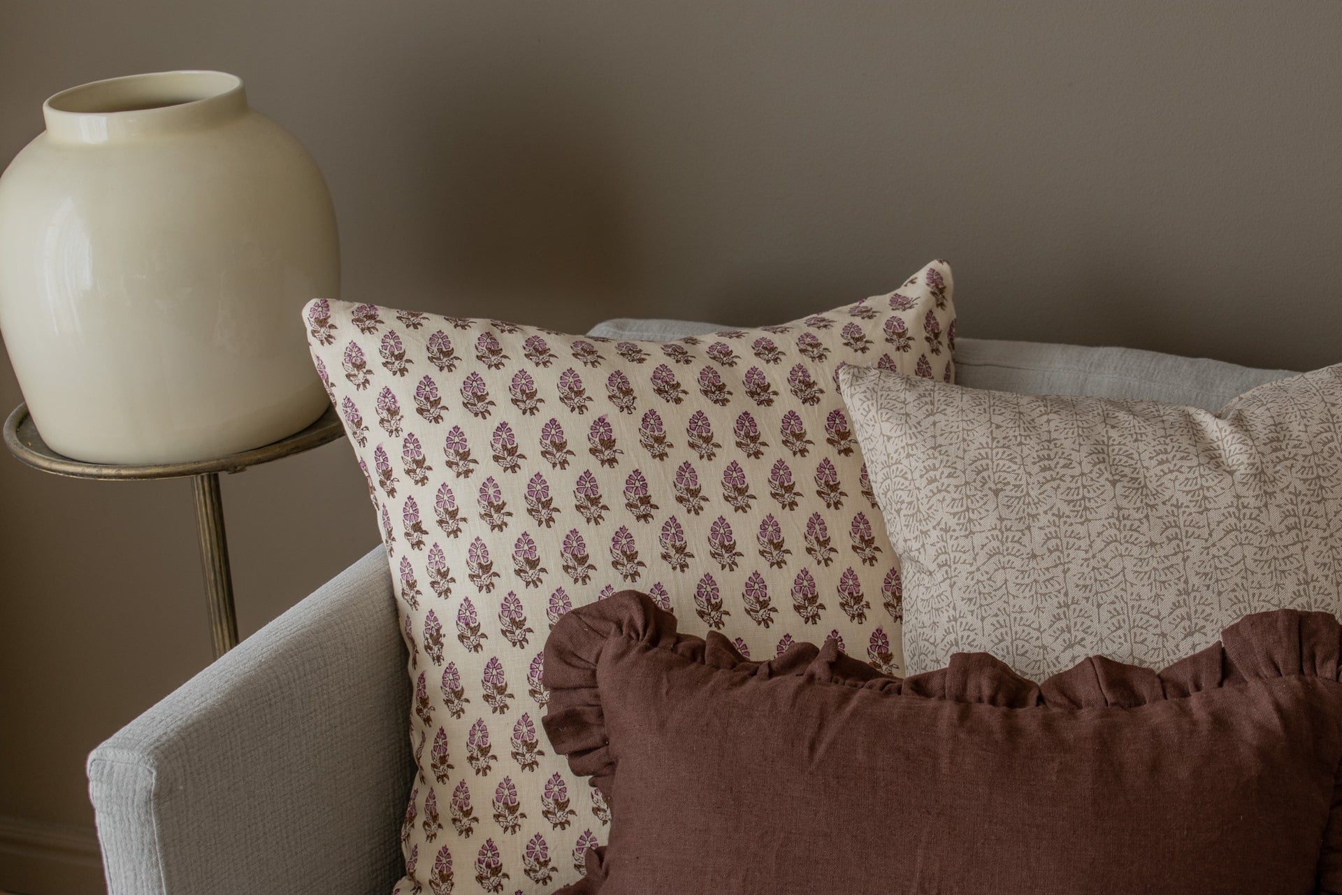 Tilley Indian Block Print Pillow Cover - Berry, Earth