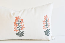 Hmong Floral Block Print Pillow Cover - Sage and Blush