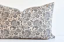 Hmong Floral Block Print Pillow Cover - Cream and Pewter