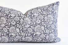 Hmong Floral Block Print Pillow Cover - Pewter