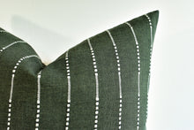 Hmong Organic Woven Striped Pillow - Forest Green