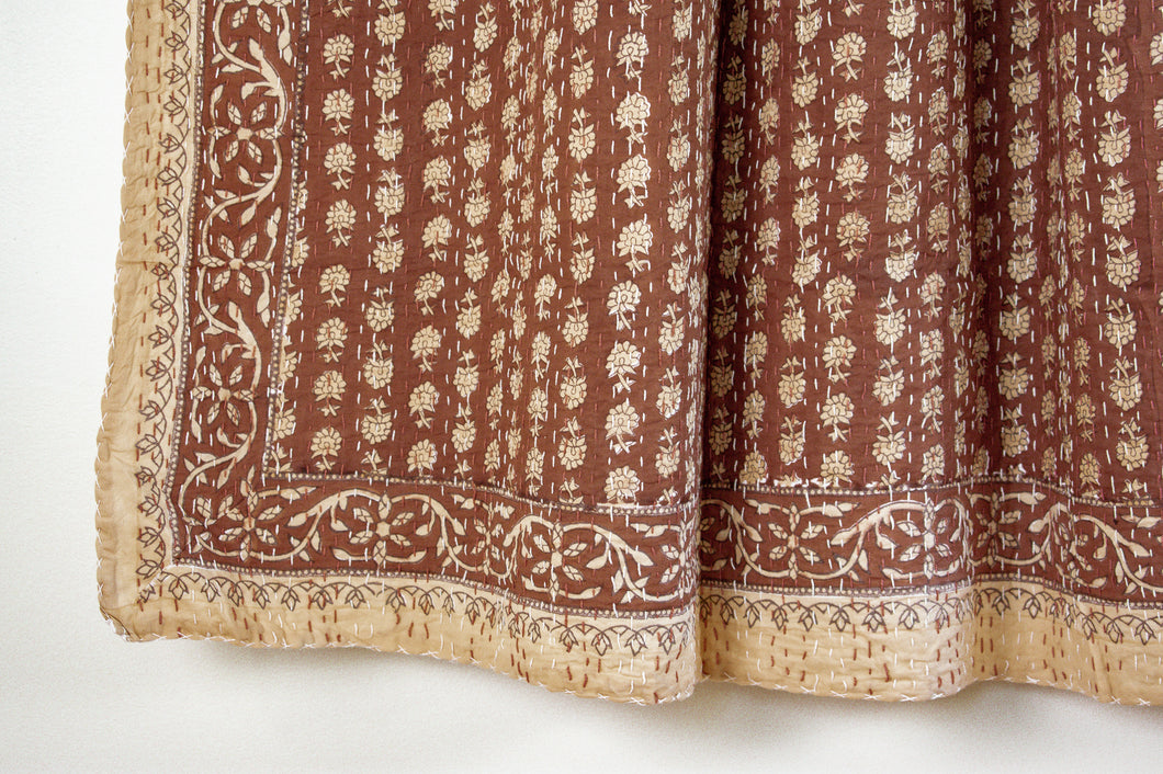 *Pre-Order* Poppy Kantha Quilt in Sienna, Tan, Earth - King/Queen Size ...