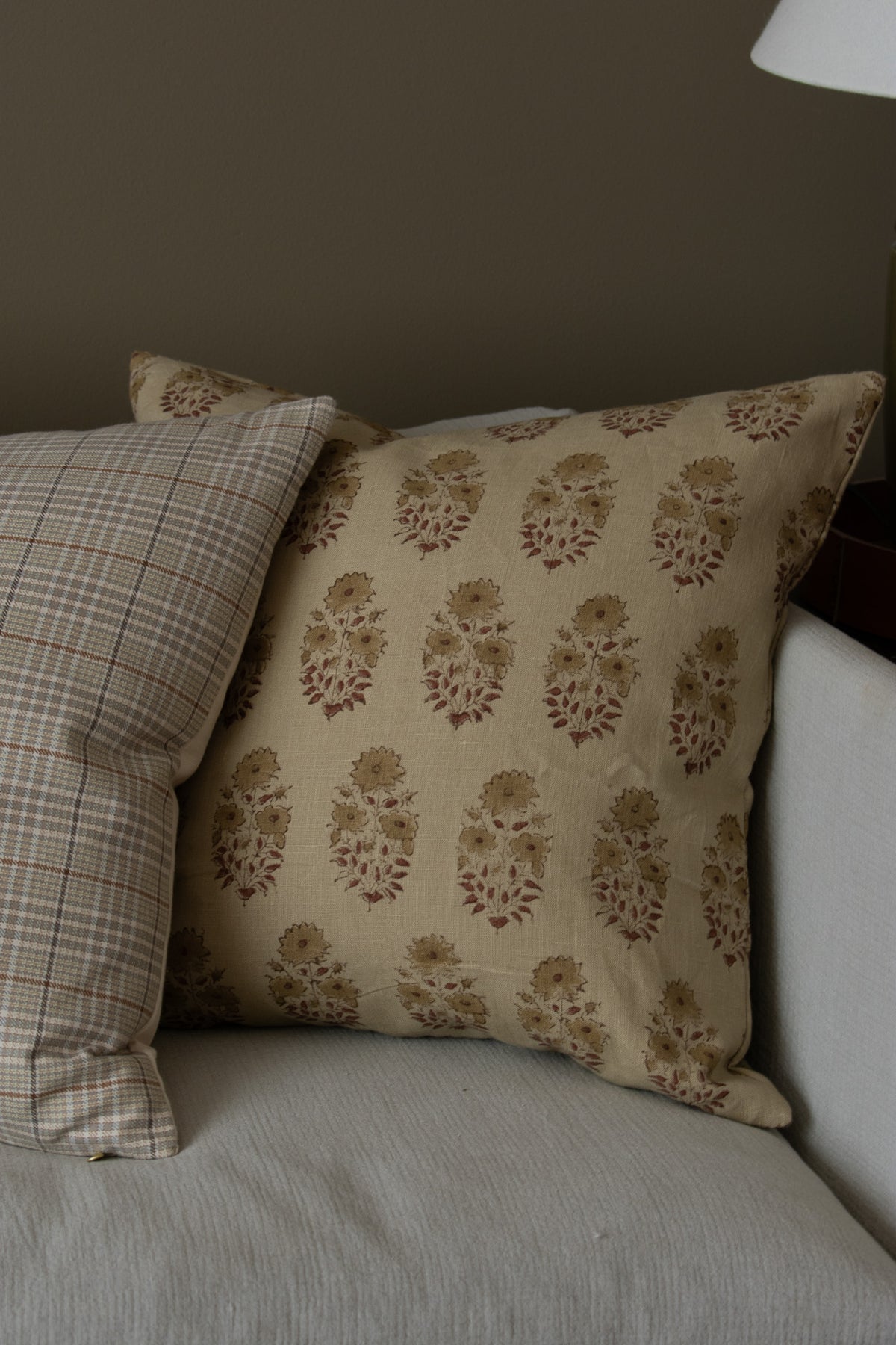 Coraline Indian Block Print Pillow Cover - Wheat, Muted Ochre, Rust
