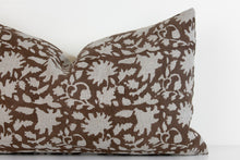 Indian Block Print Pillow - Chocolate Brown and Natural