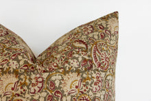 Indian Block Print Pillow - Ochre, Rose, Olive, Beige