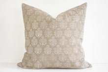 Indian Block Print Pillow - Taupe, Tan, Ivory
