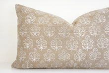 Indian Block Print Pillow - Taupe, Tan, Ivory