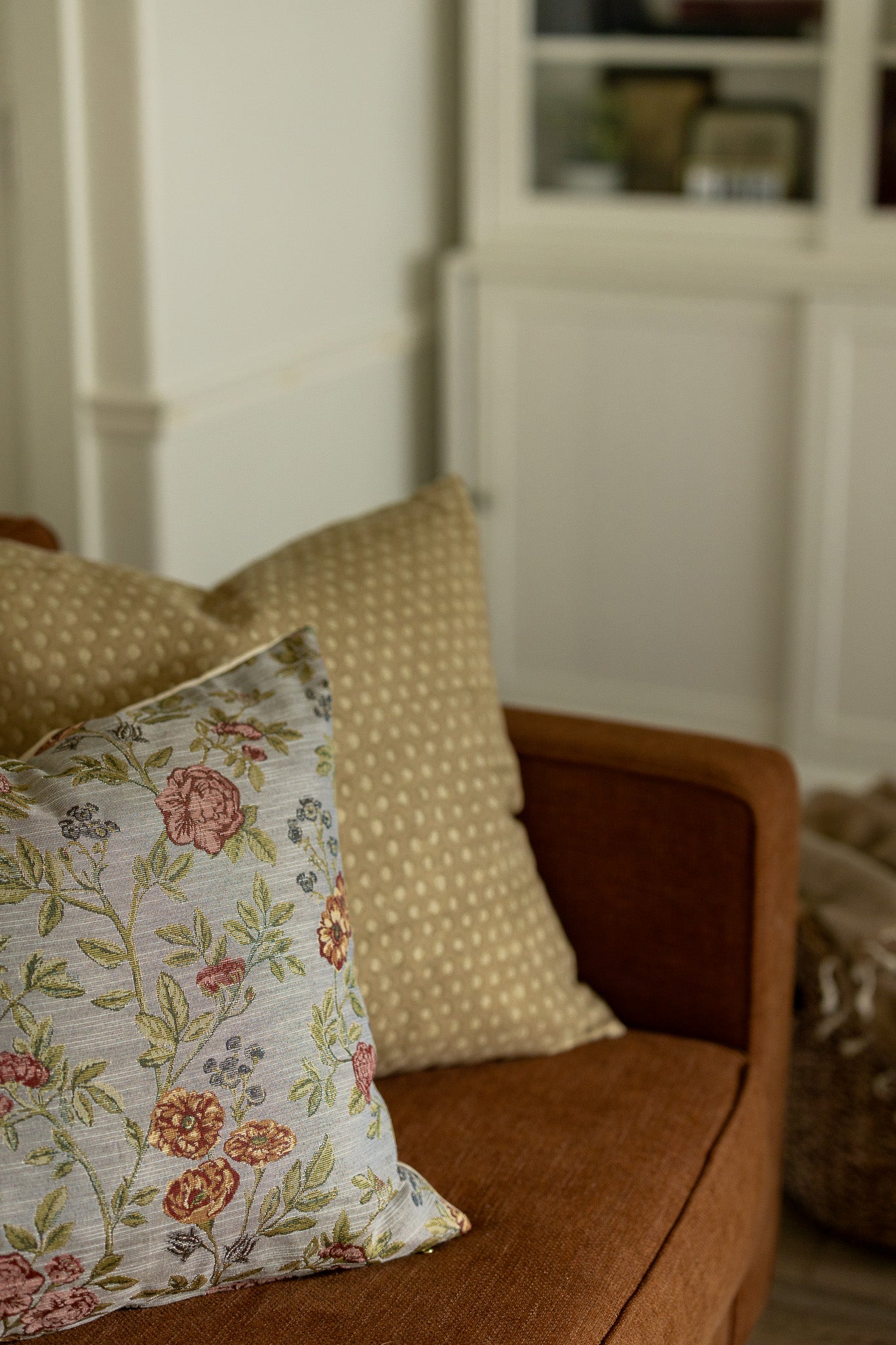 Wellesley Woven Tapestry Floral Pillow Cover - Slate Blue