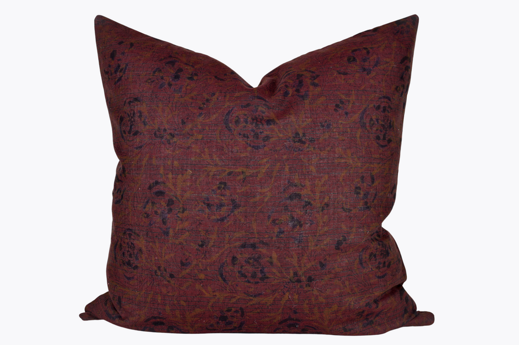 Indian Block Print Pillow Cover Deep Raisin Collectiv Co.