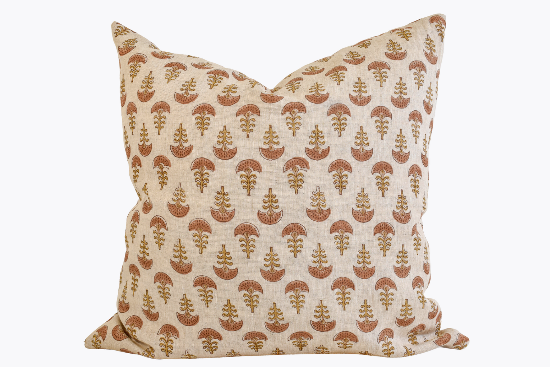 Indian Block Print Pillow Cover - Dusty Rose and Ochre