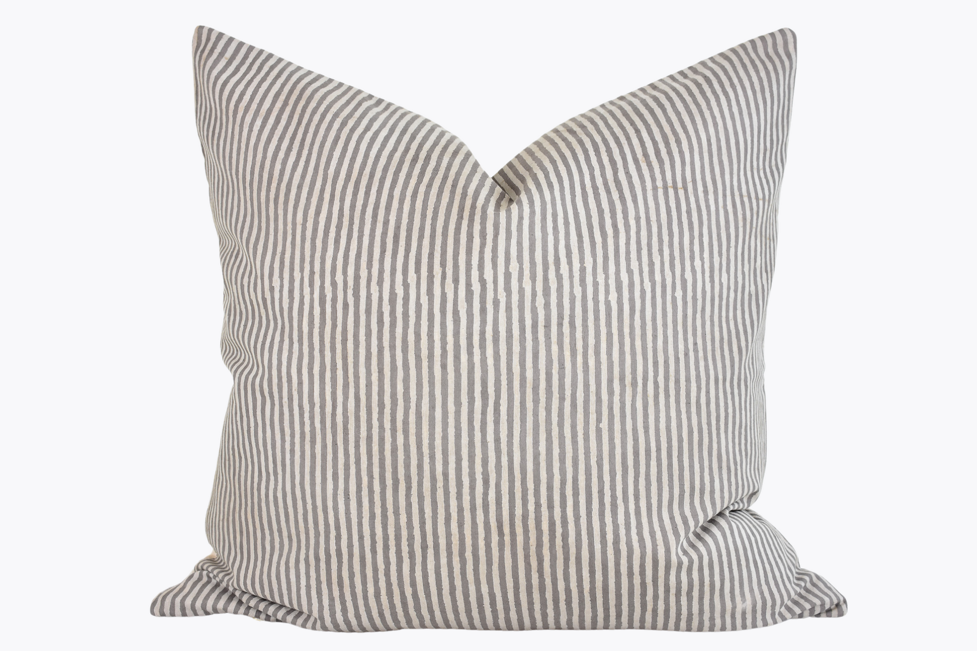 Indian Block Print Pillow Cover - Gray Stripe