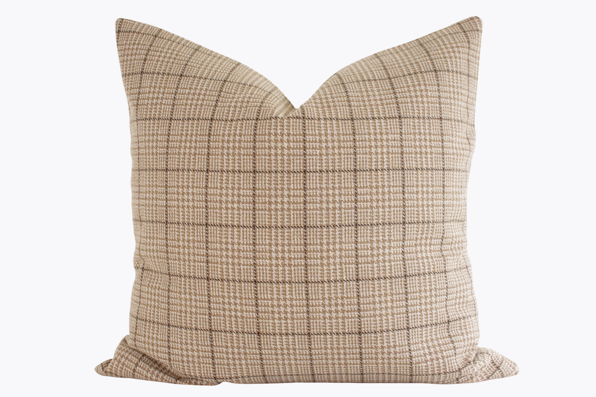 Glanville Houndstooth Plaid Pillow Cover - Tan