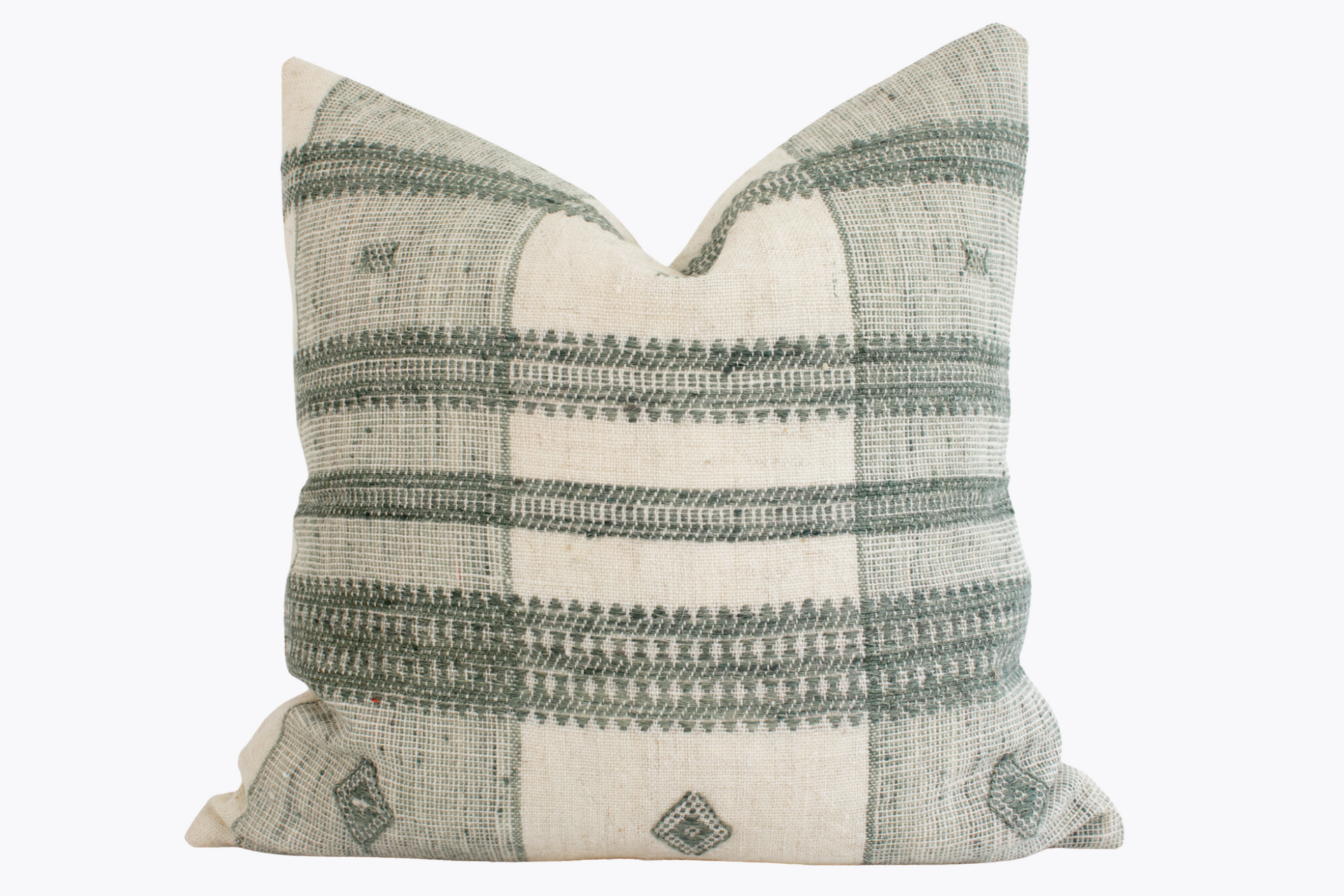 Indian Bhujodi Pillow Cover - Ivory and Sage