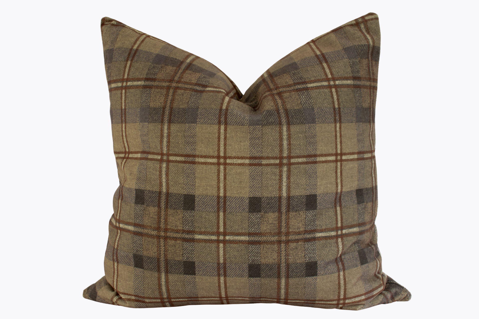 Lancaster Plaid Velvet Pillow Cover - Khaki, Charcoal, Brown