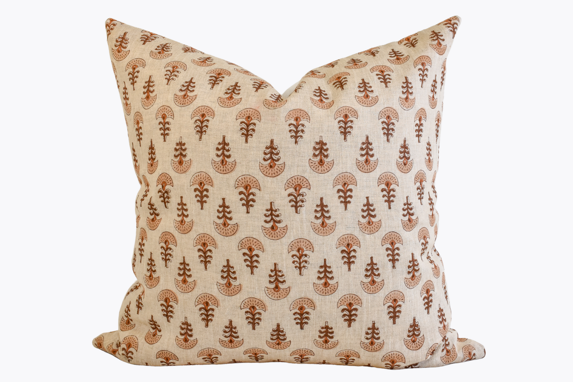 Indian Block Print Pillow Cover - Rust, Tan, Earth