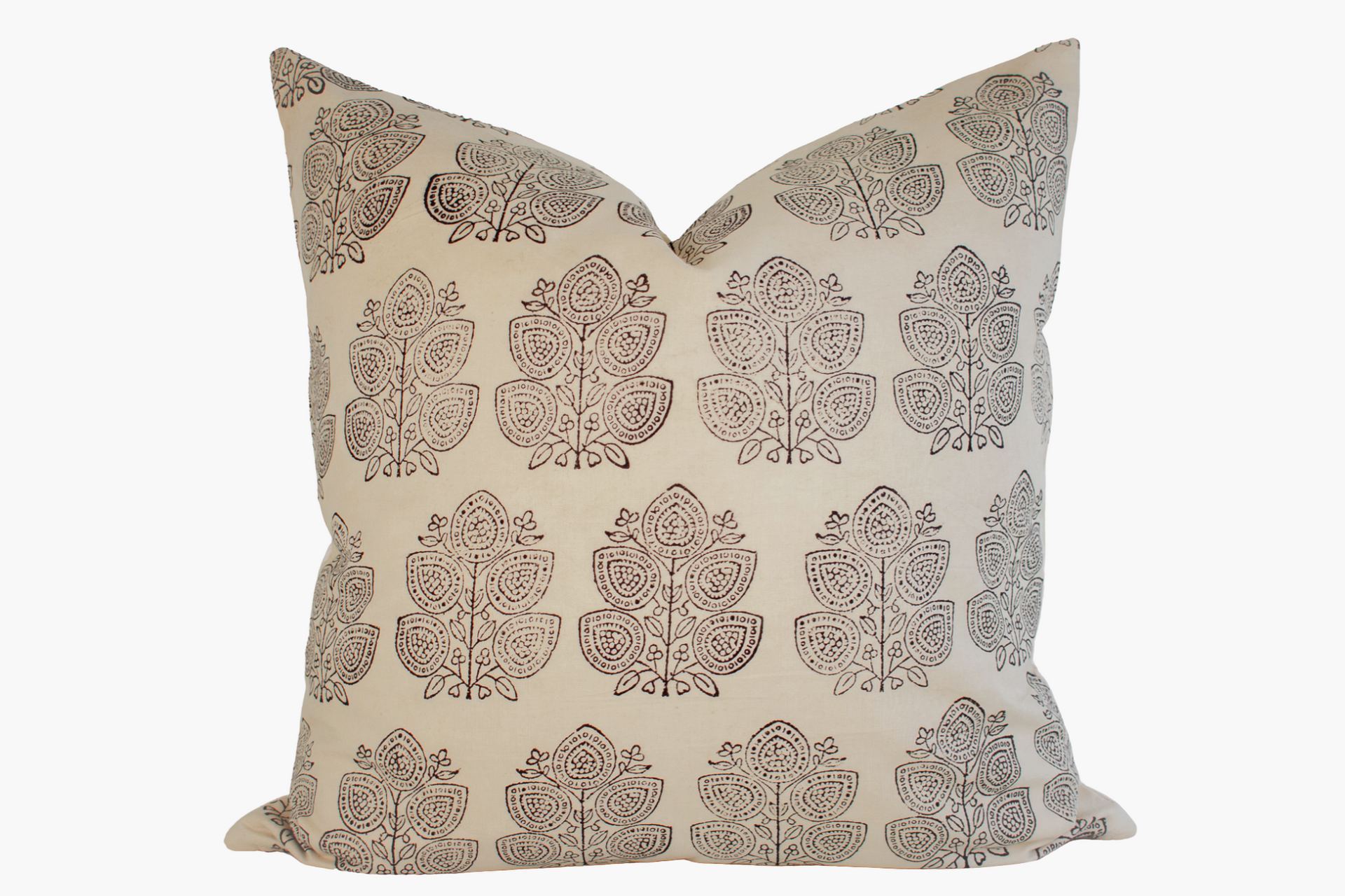 Indian Block Print Pillow Cover - Sand, Beige Black