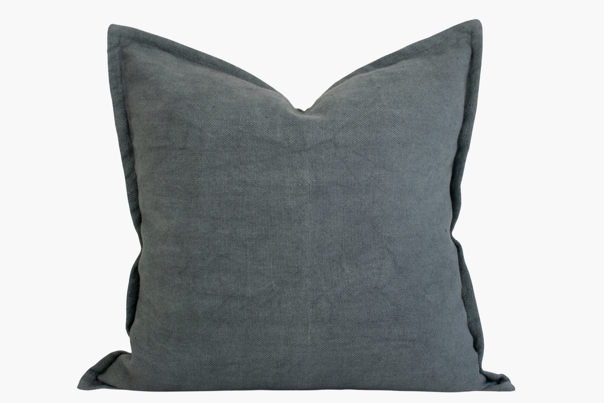 Heavyweight Linen Flange Edge Pillow Cover - Pewter