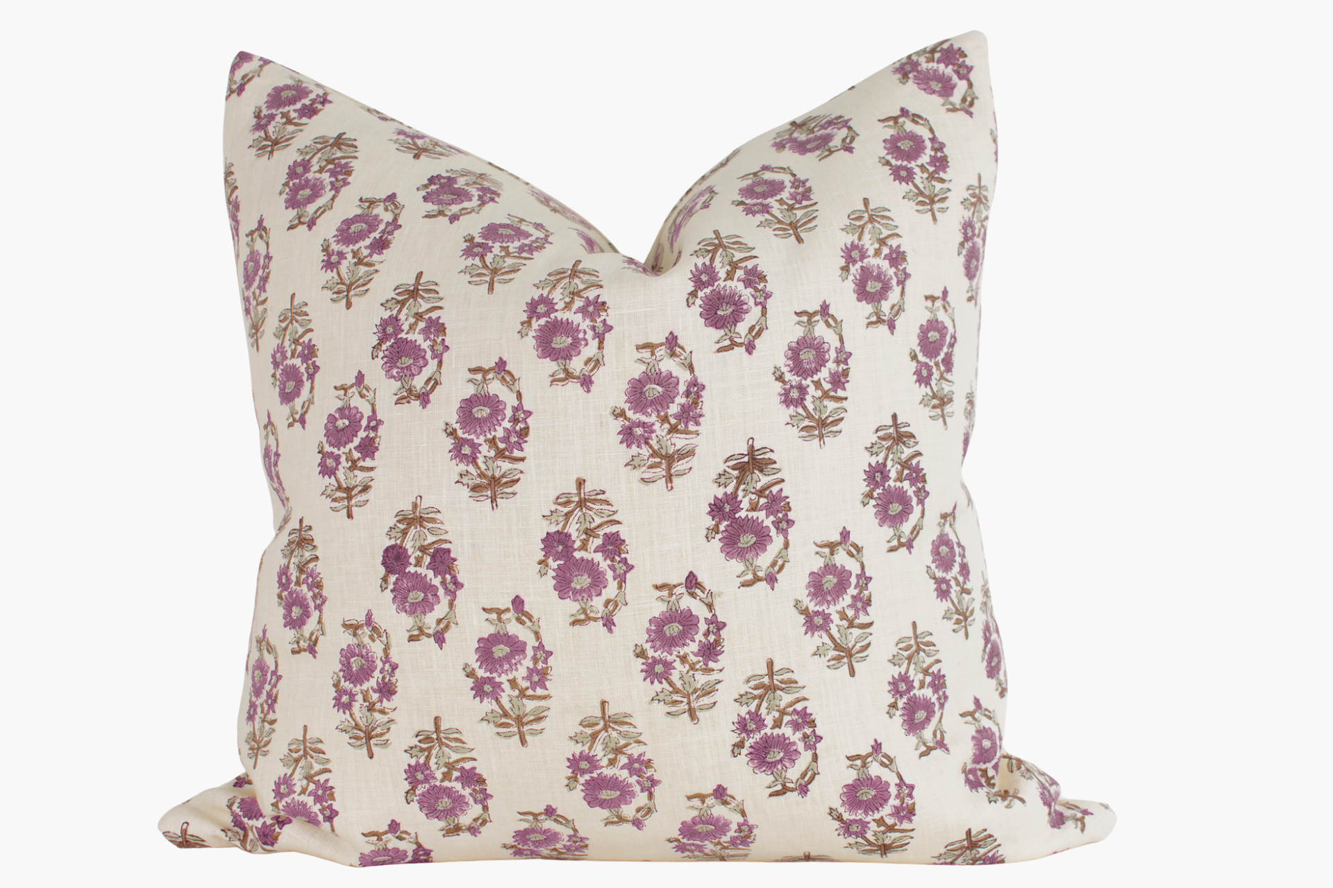 Audrey Indian Block Print Pillow Cover - Berry, Stone, Earth