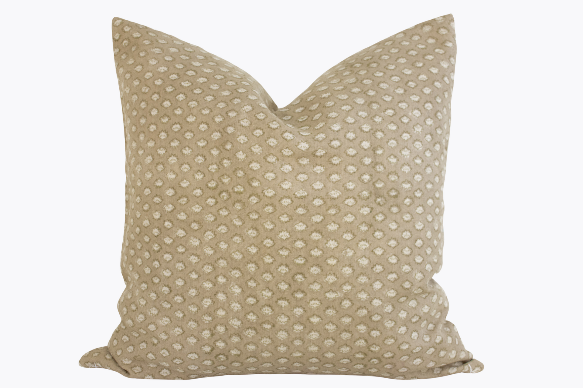 Indian Block Print Pillow Cover - Beige/Tan Blossom