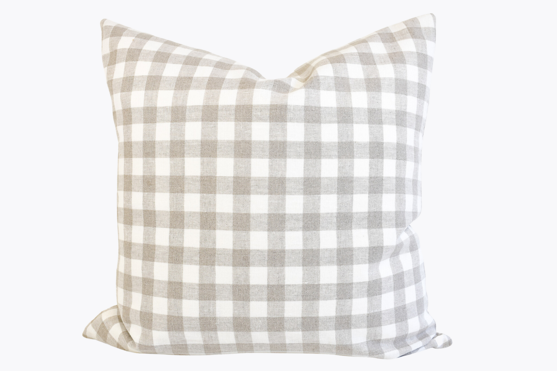 Linen Pillow Cover - Beige and Ivory Gingham