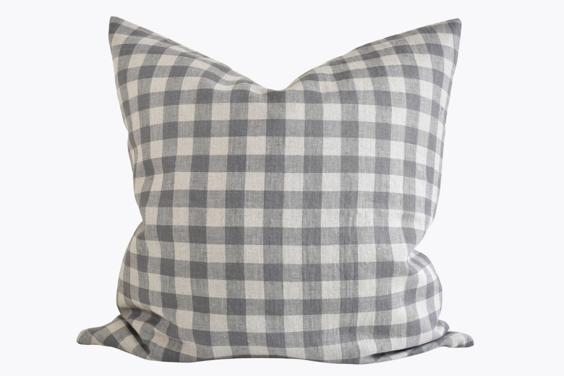 Linen Pillow Cover - Steel Gray and Ivory Gingham