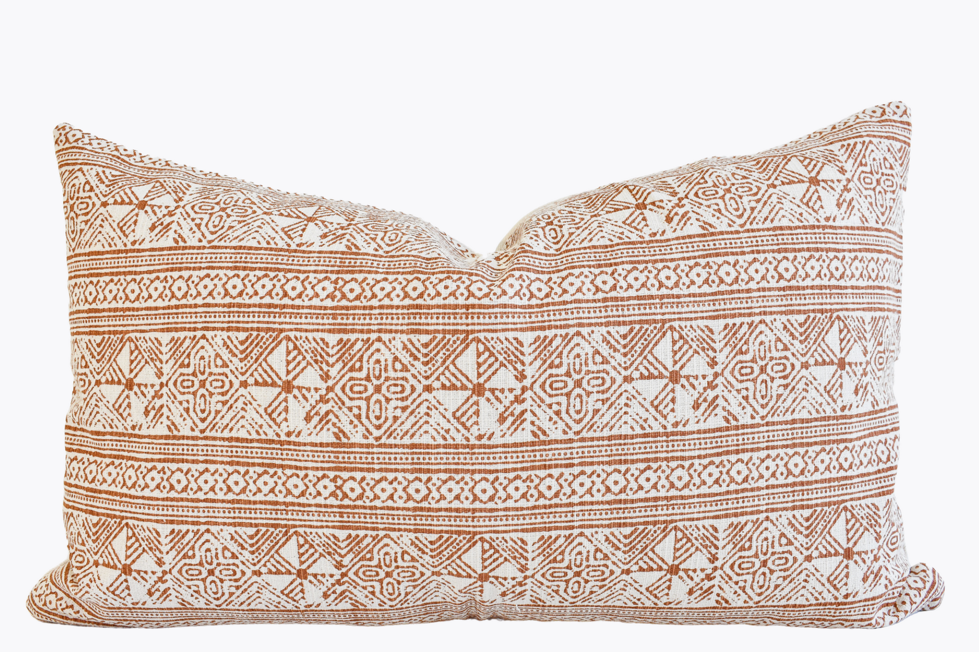 Hmong Block Print Lumbar Pillow Cover - Burnt Orange