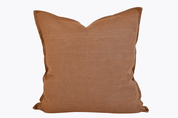 Linen Flange Edge Pillow Cover - Burnt Rust