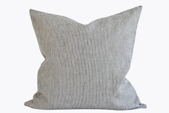 Linen Pillow Cover - Charcoal Stripe