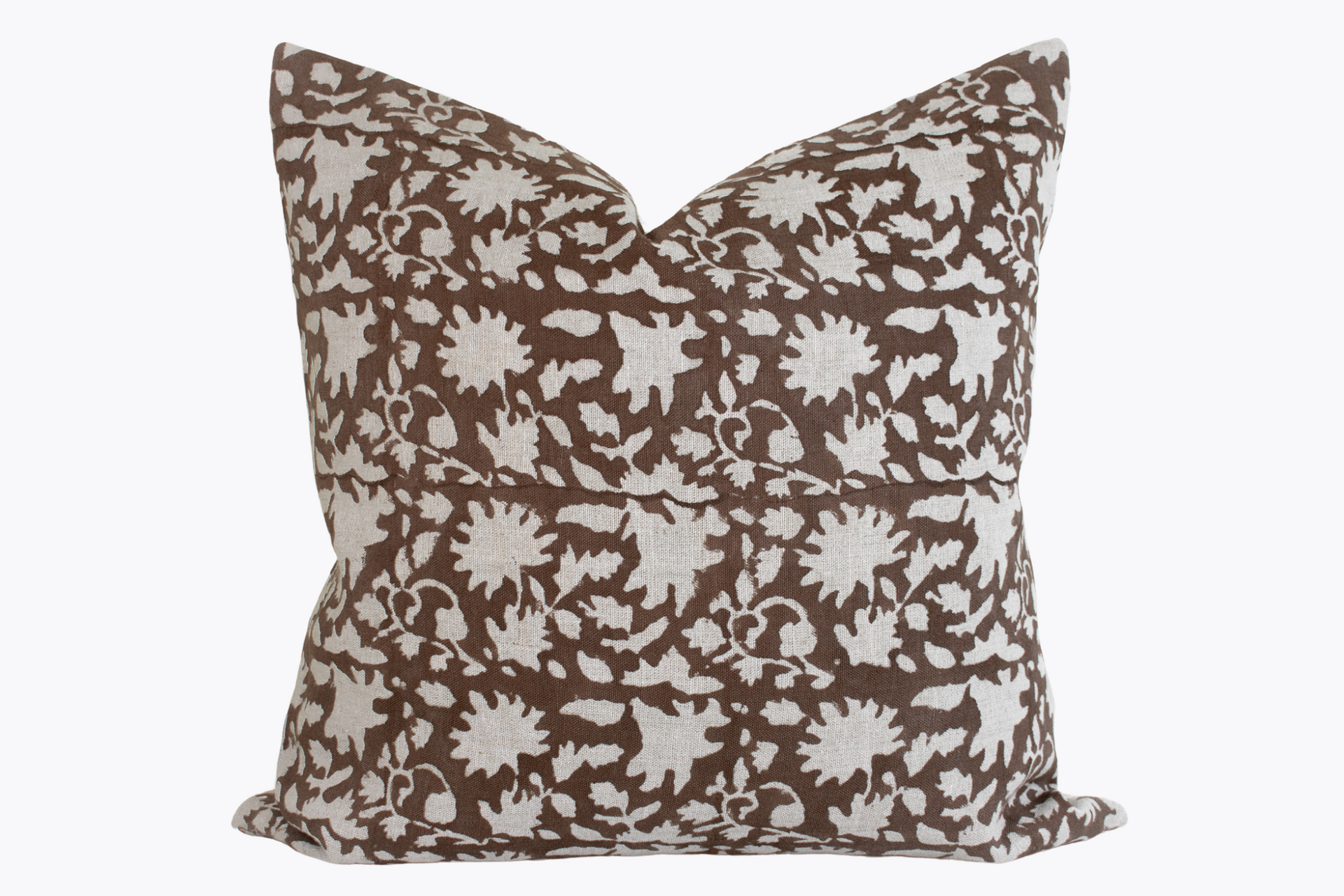 Indian Block Print Pillow Cover - Chocolate Brown and Natural