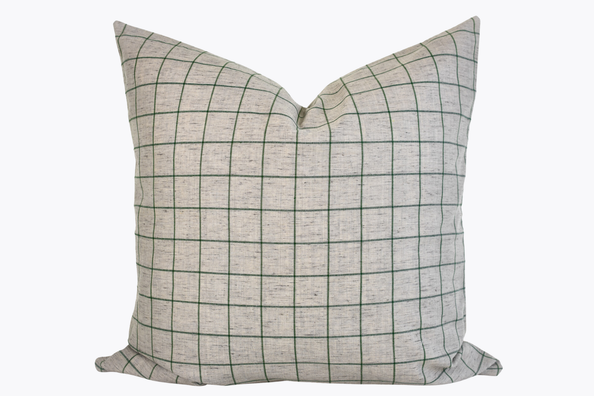 Linen Pillow Cover - Gray and Moss Window Pane