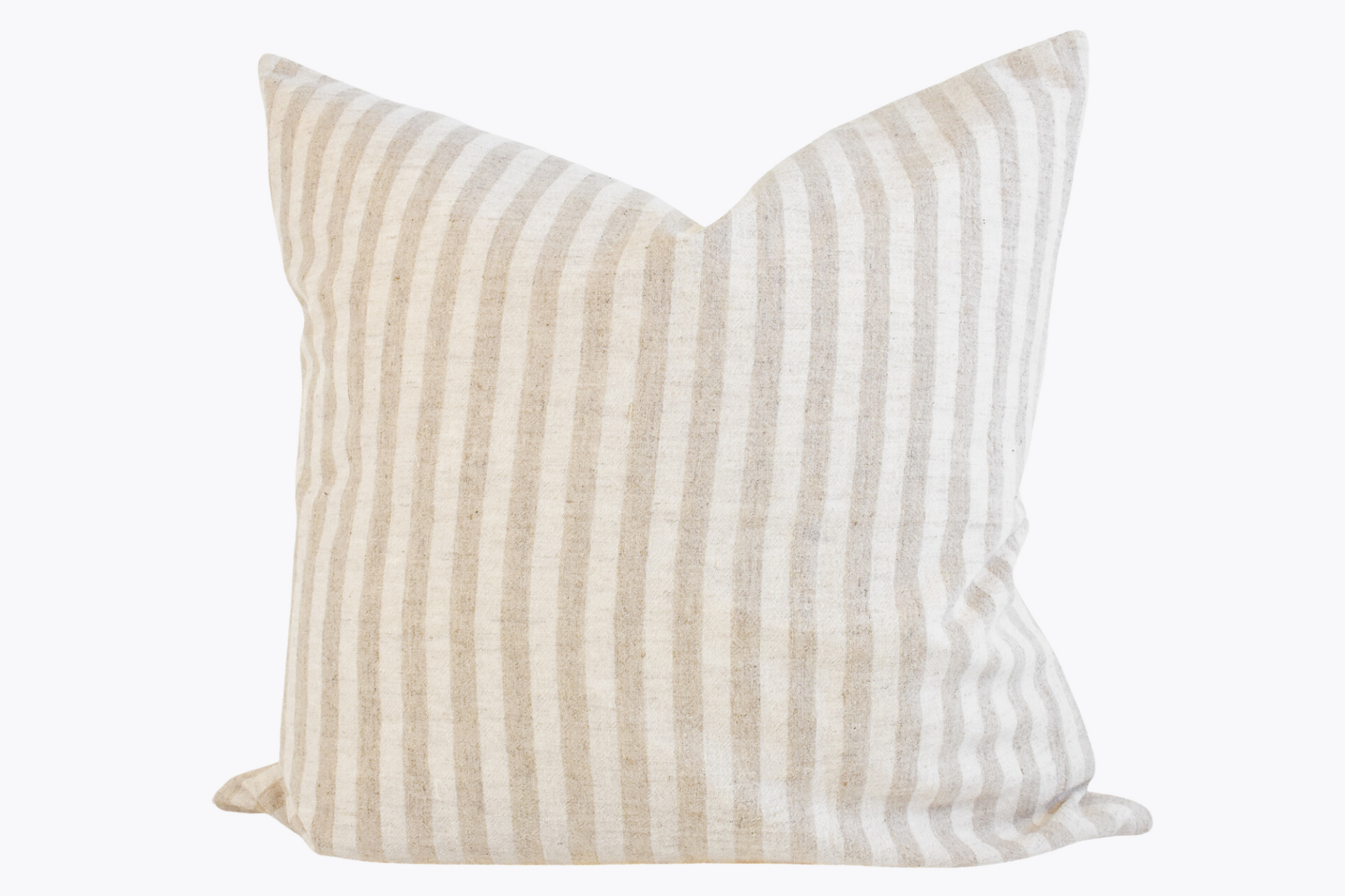 Hmong Organic Woven Striped Pillow Cover - Beige and Ivory