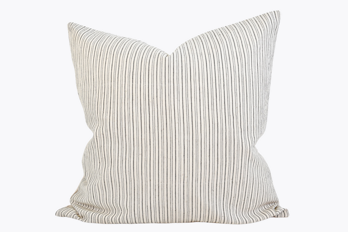 Hmong Organic Woven Pillow Cover - Charcoal Thin Stripe