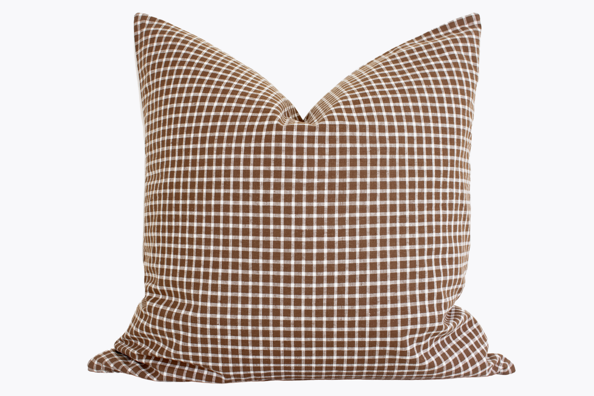 Hmong Organic Woven Pillow Cover - Earth Brown Gingham