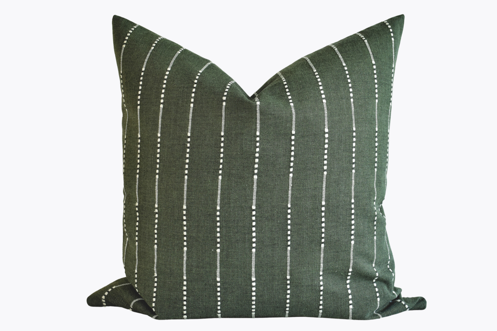 Hmong Organic Woven Striped Pillow Cover - Forest Green