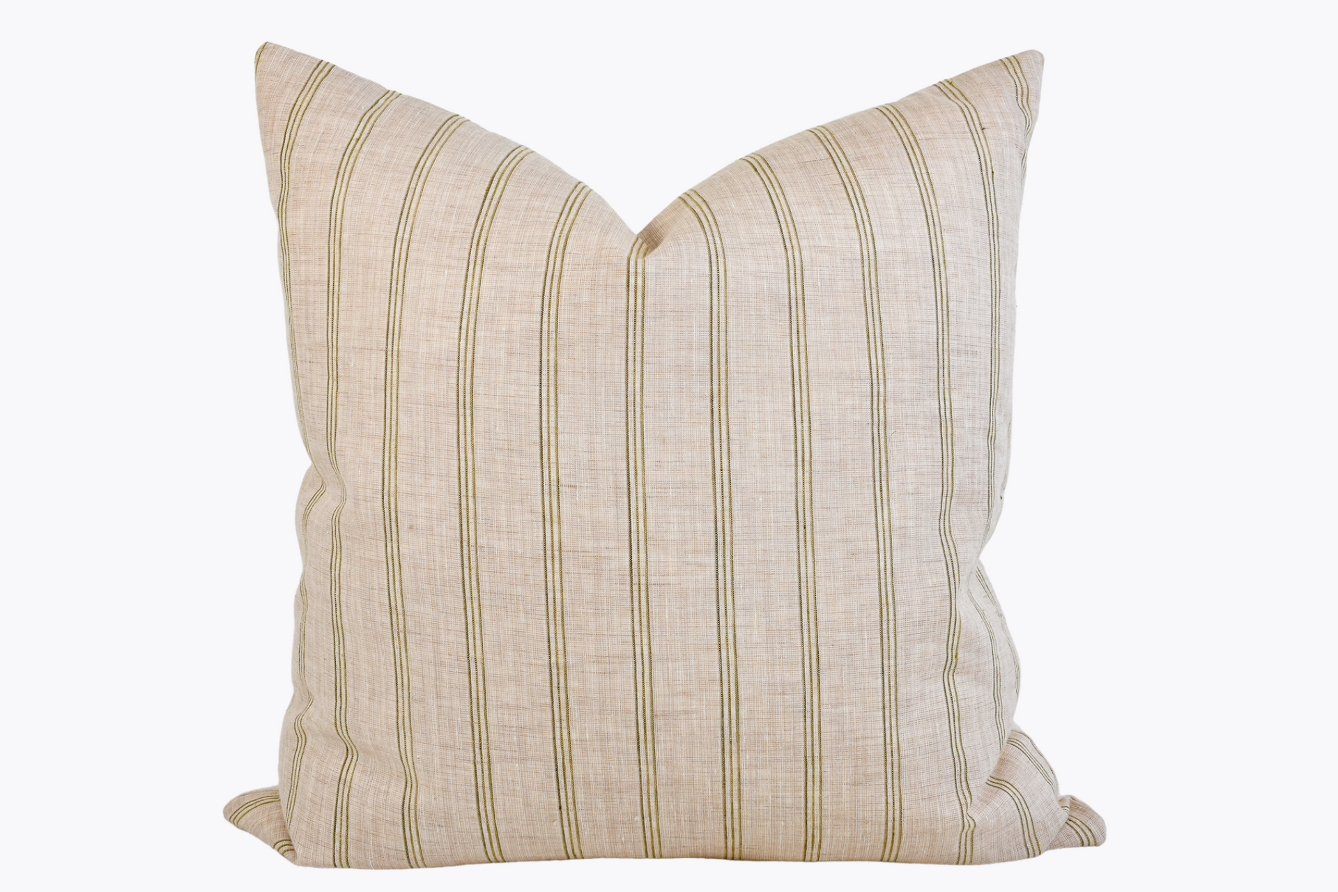 Hmong Organic Woven Pillow Cover - Natural and Olive Stripe