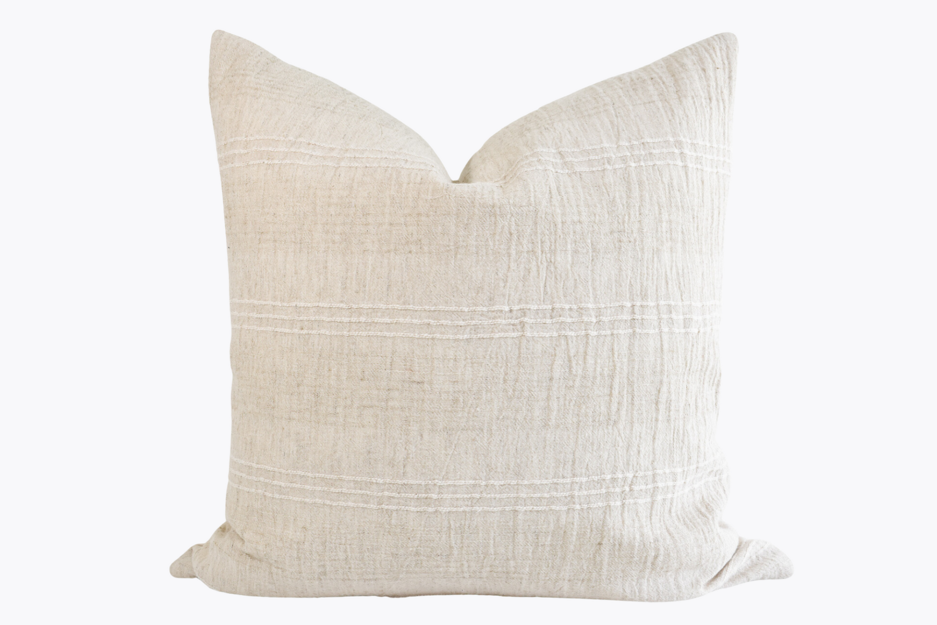 Hmong Organic Woven Striped Pillow Cover - Natural