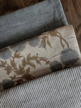 Indian Block Print Pillow Cover - Natural, Slate Blue, Olive Brown Floral