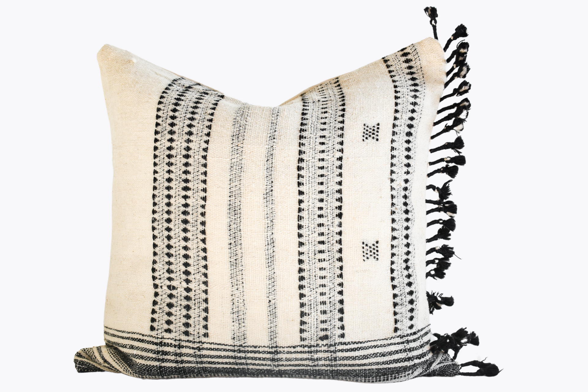 Indian Bhujodi Pillow Cover - Ivory and Black