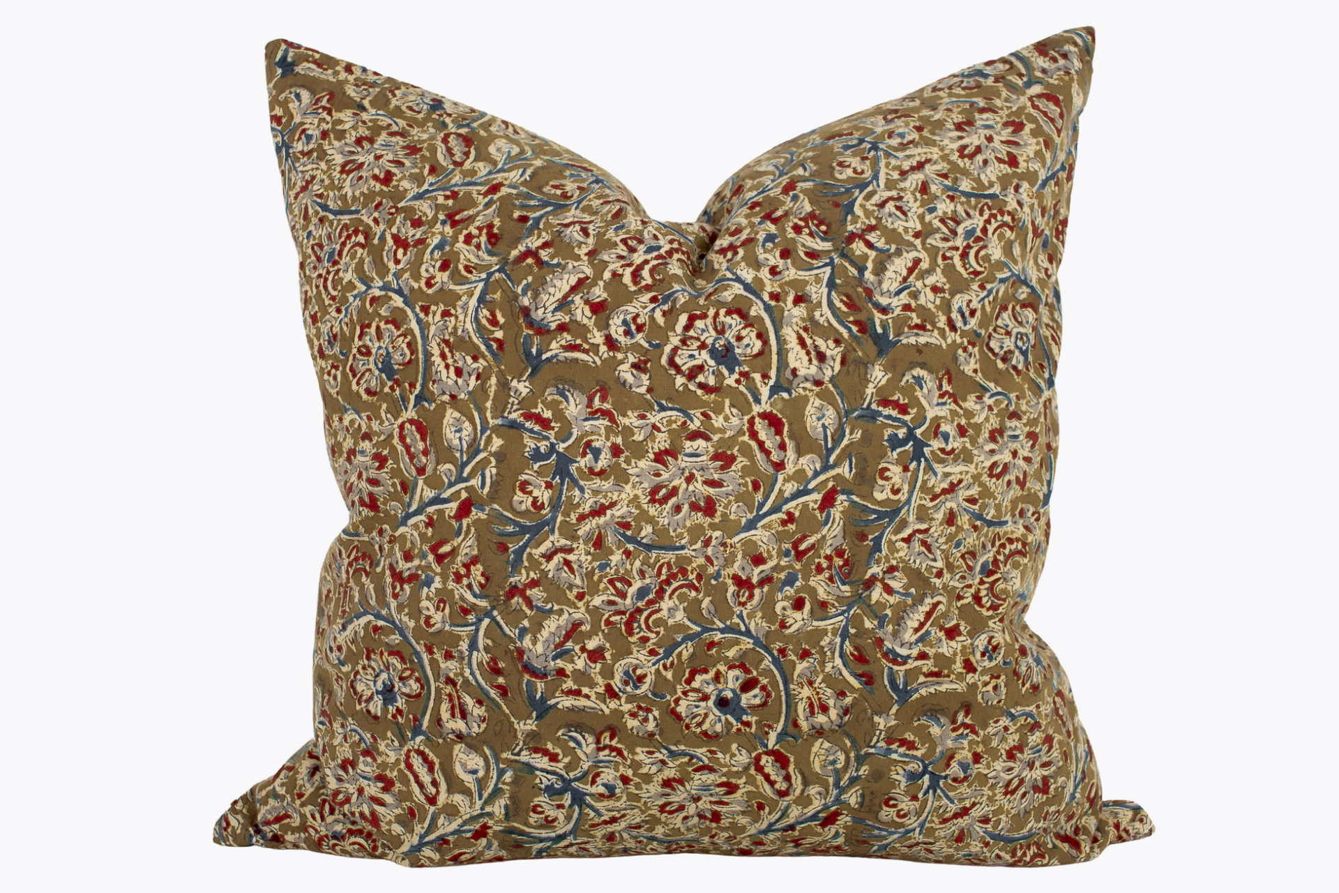 Indian Block Print Pillow Cover - Khaki, Indigo, Rust