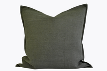 Linen Flange Edge Pillow Cover - Moss