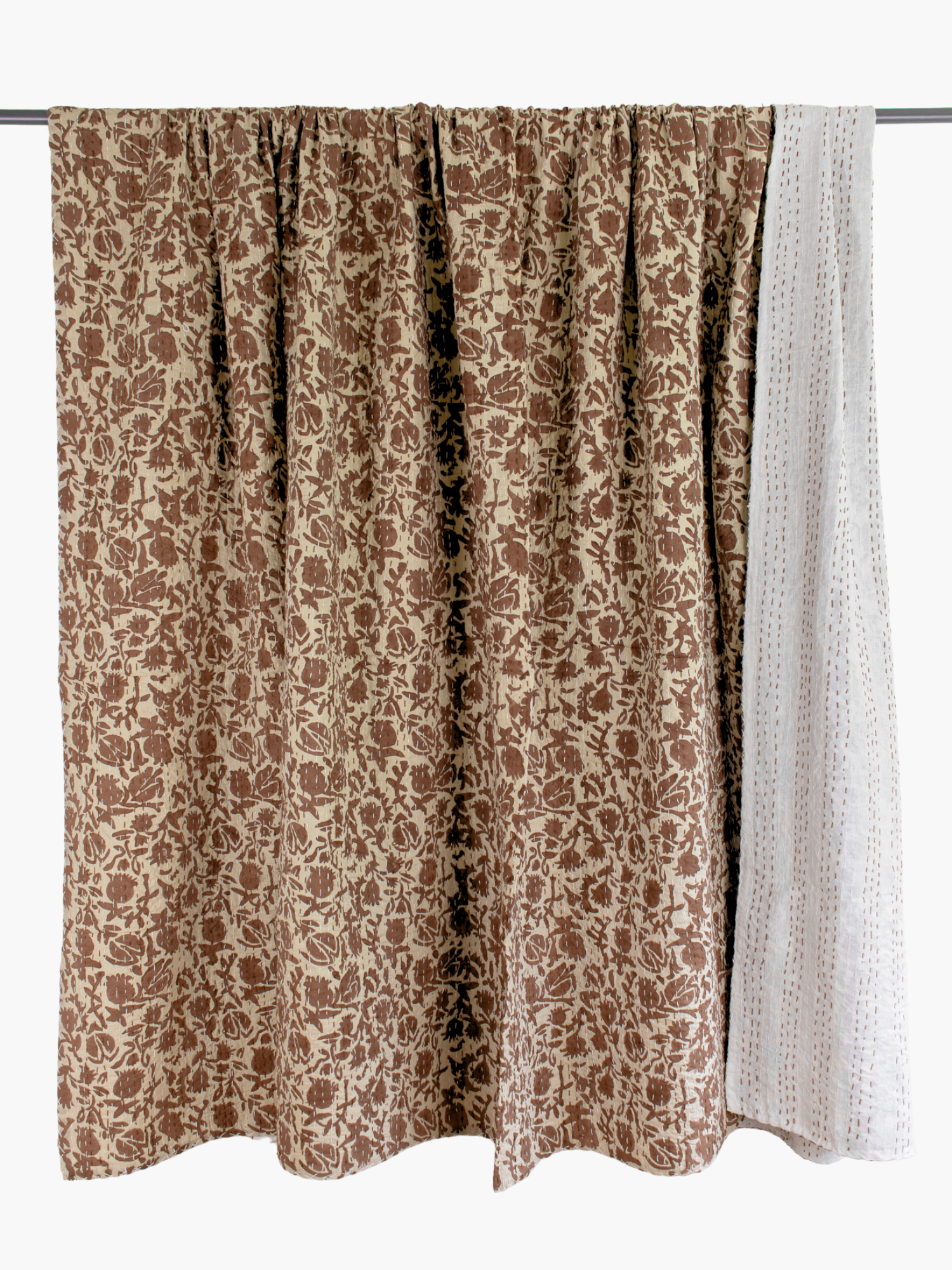 Selma Kantha Quilt in Beige and Russet - King/Queen Sized