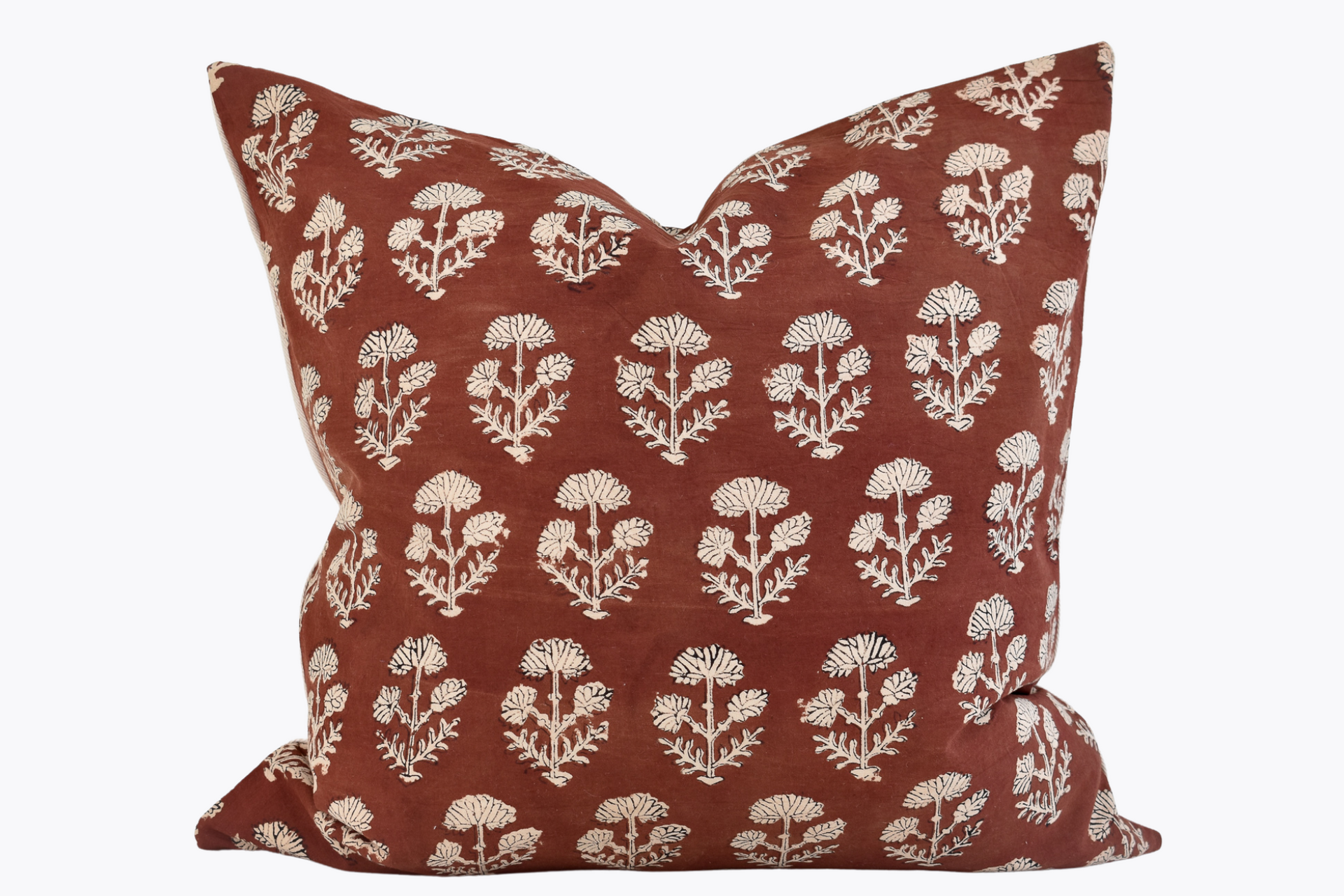 Indian Block Print Pillow Cover - Rust