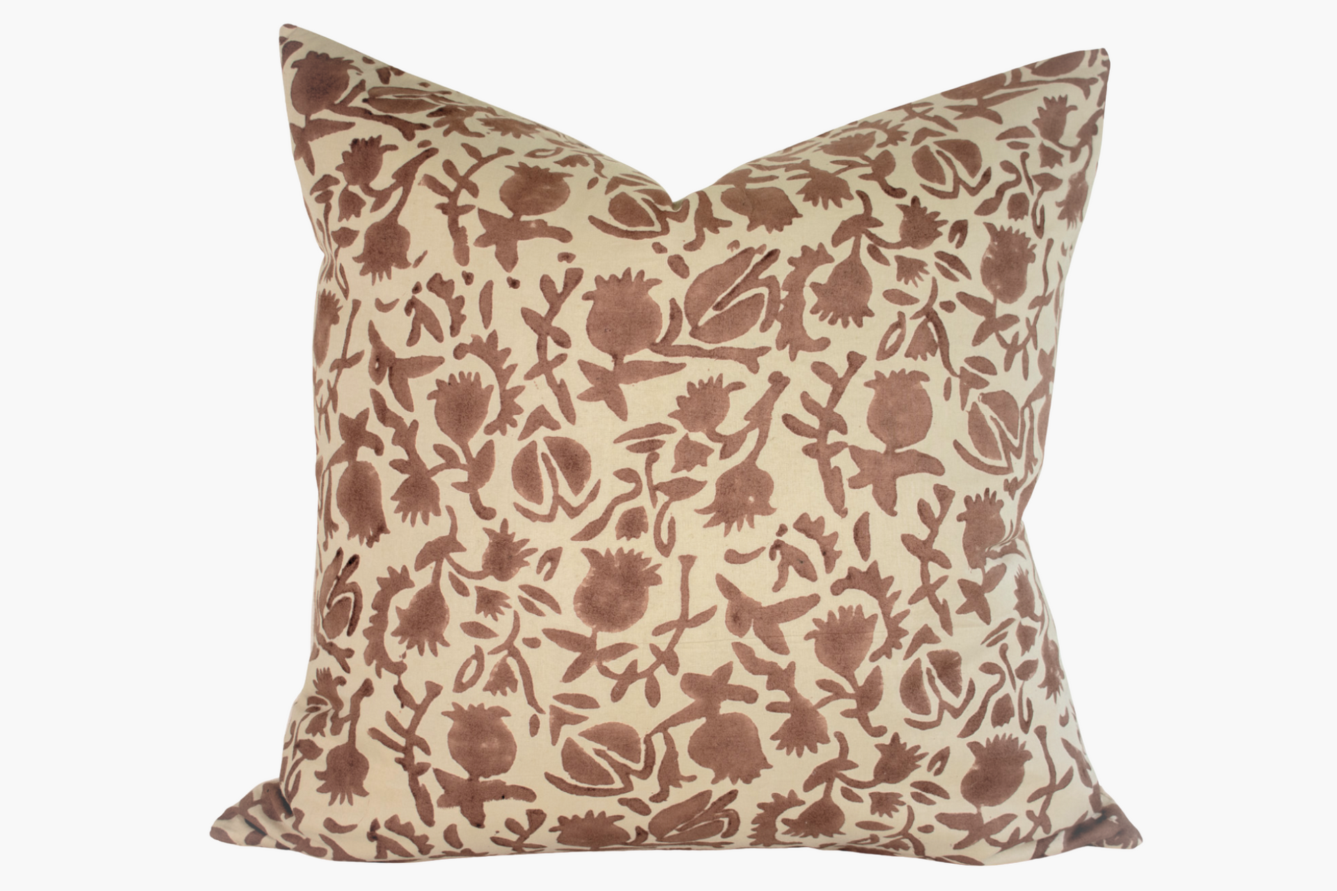 Selma Indian Block Print Pillow Cover - Beige and Russet