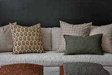 Linen Pillow - Gray and Moss Window Pane