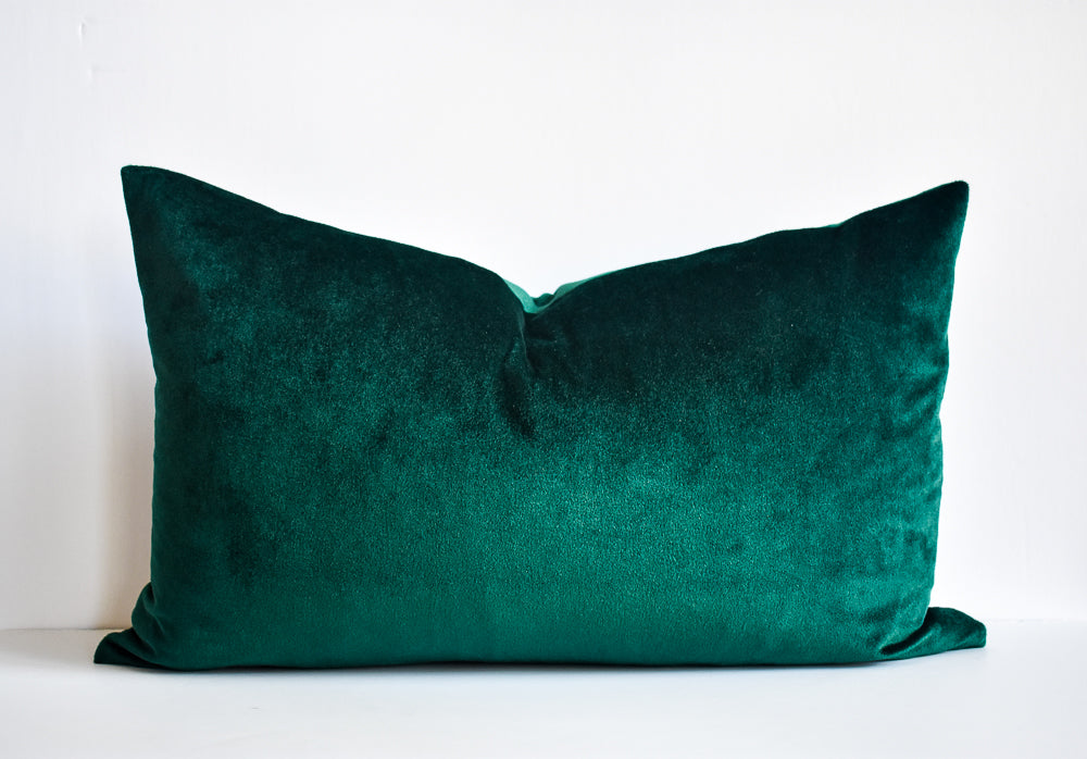 Velvet Lumbar Pillow - Forest Green