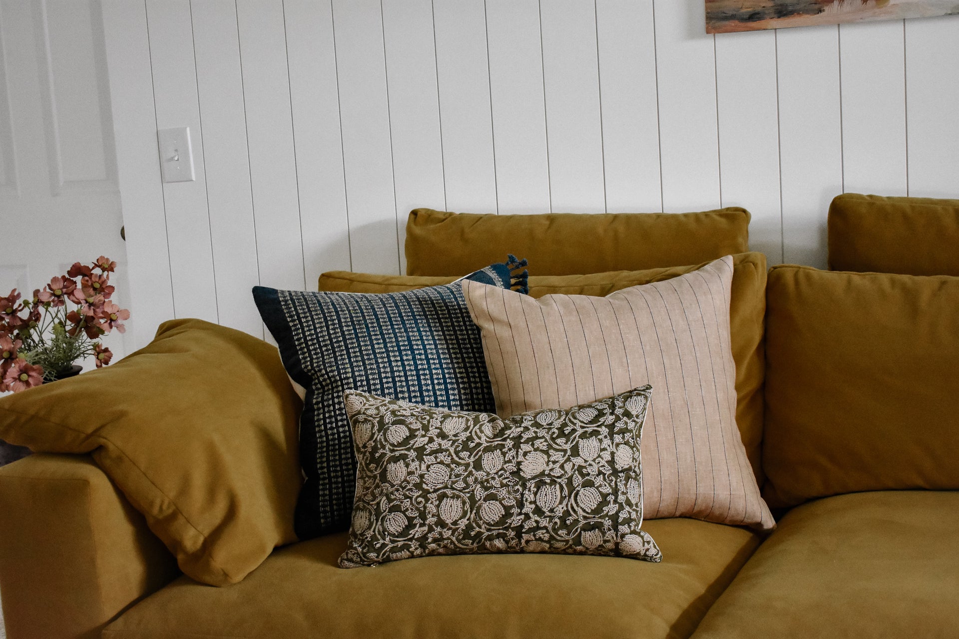 Linen Pillow Cover - Tan Stripe