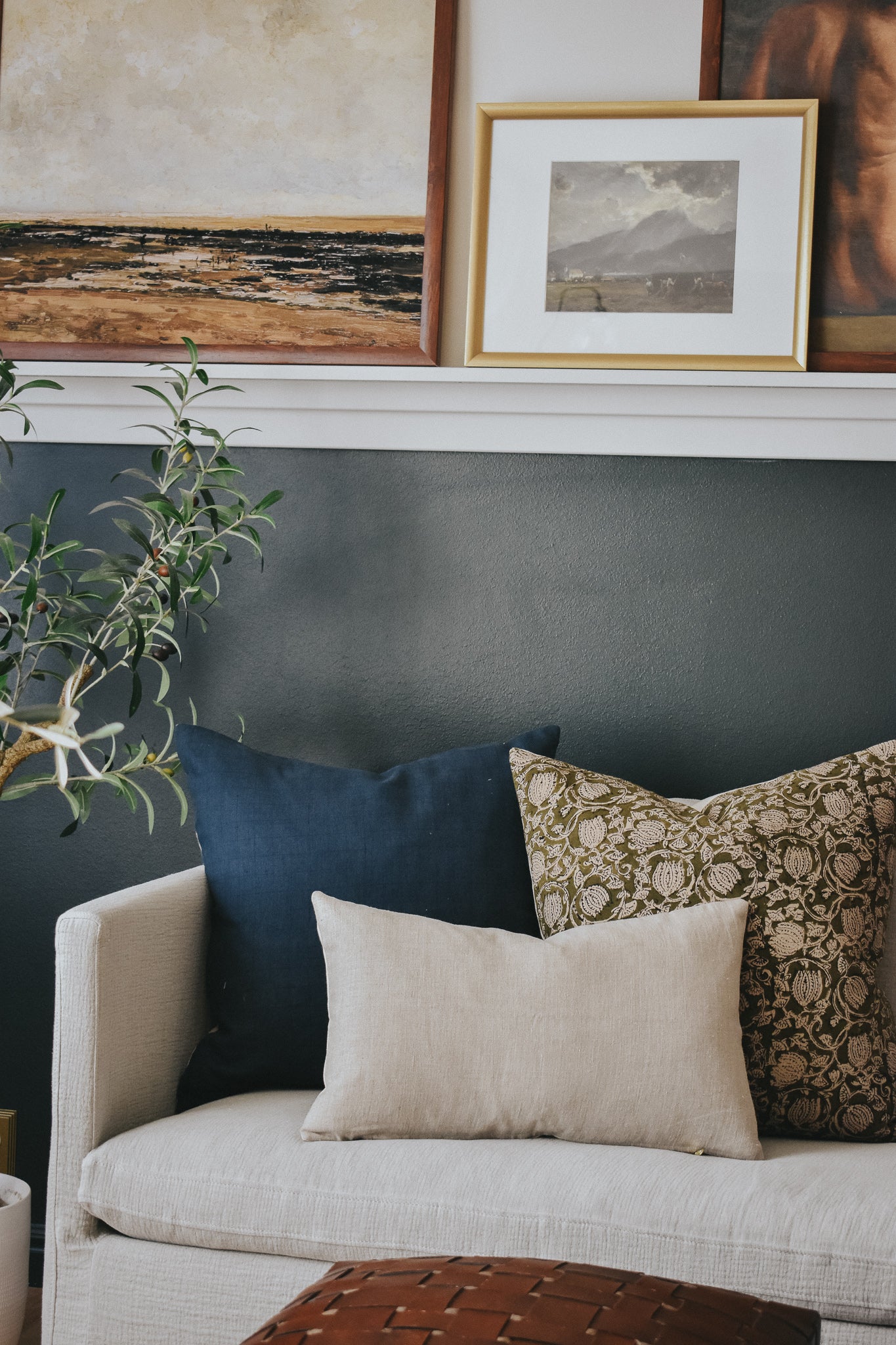 Linen Pillow Cover - Indigo Window Pane